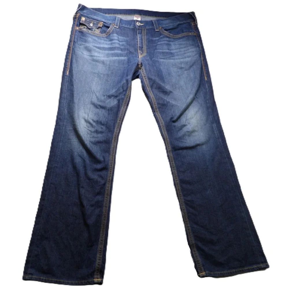 VTG Y2K True Religion World Tour Men 42 Section Straight USA Flap Pocket Jeans